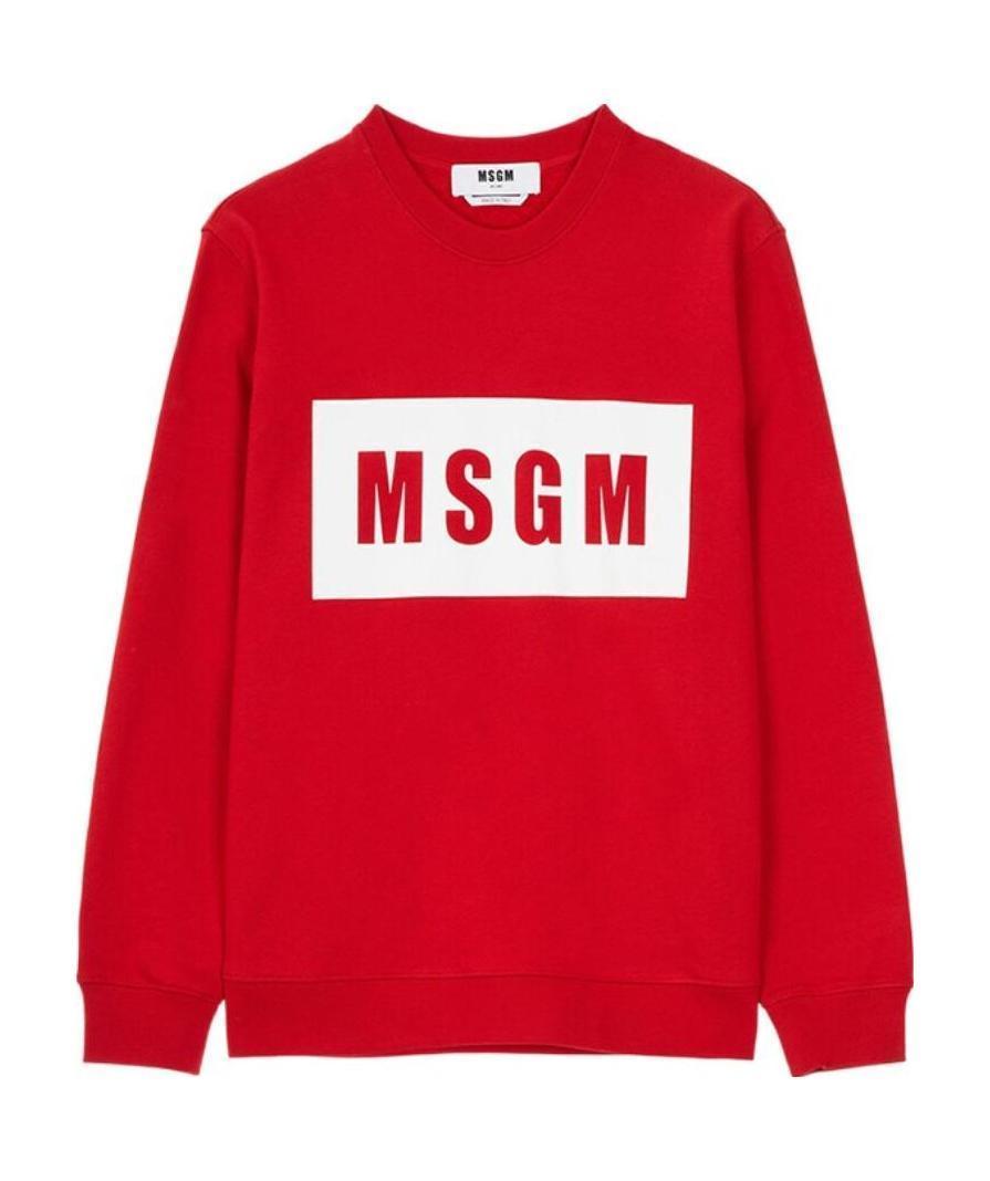 MSGM Round-necked Logo Sweater In Red Product Image