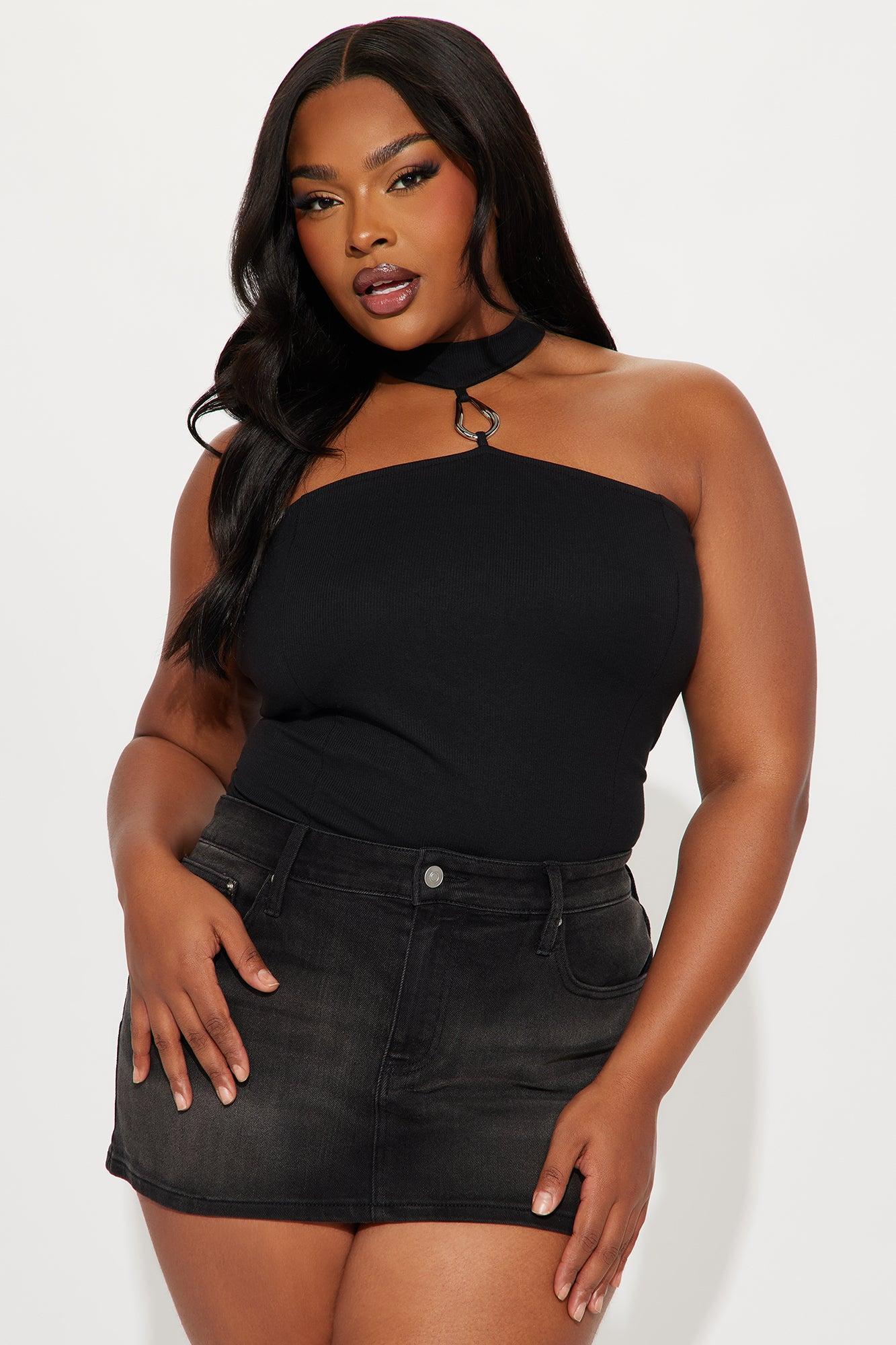 Gloria Ribbed Halter Top - Black Product Image