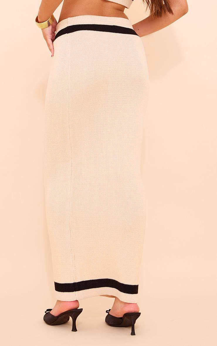 Cream Knitted Contrast Detail Maxi Skirt Product Image