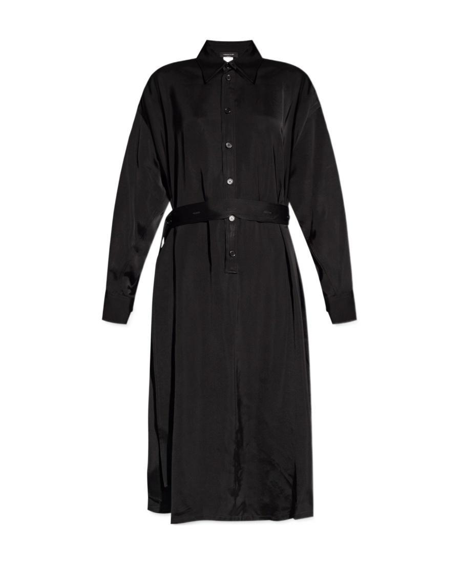 FABIANA FILIPPI Belted Satin Shirtdress In Black Product Image