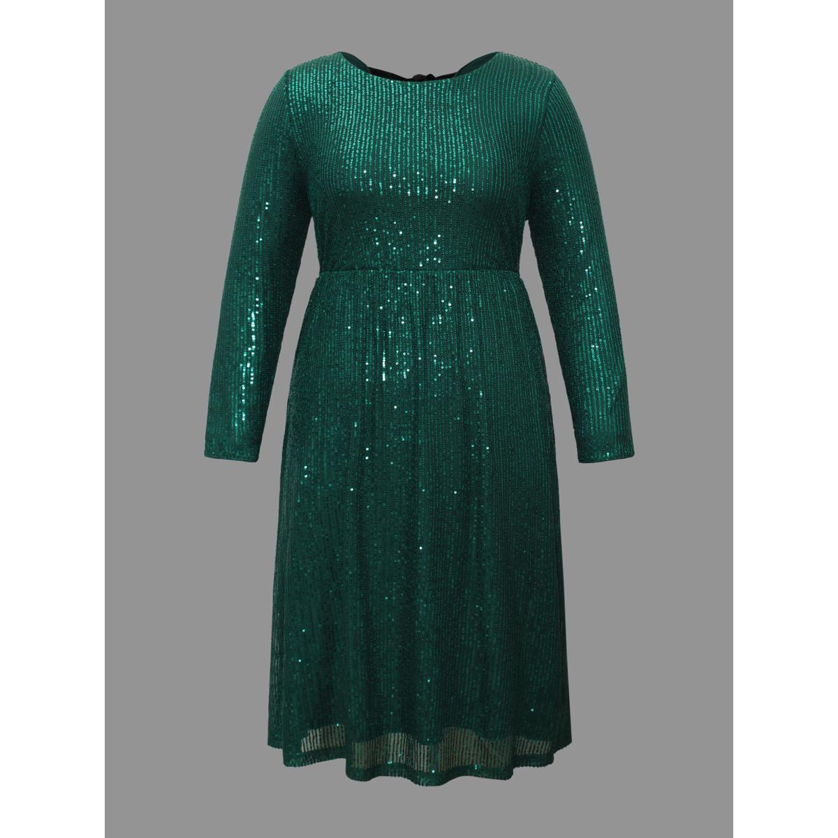 Plus Size Sequin Patchwork Velvet Tie Knot Dress Teal Women Cocktail Tie knot Party Curvy Bloomchic 28/5X Product Image