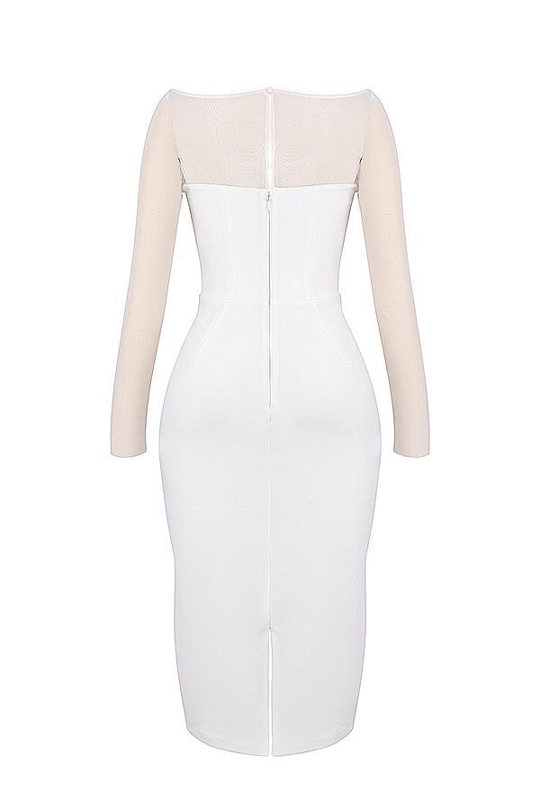 Yasmin  white plunge midi dress - sale Product Image