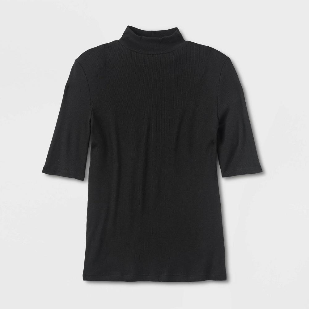 Women's Ribbed Short Sleeve Mock Turtleneck T-Shirt - A New Day™ Product Image