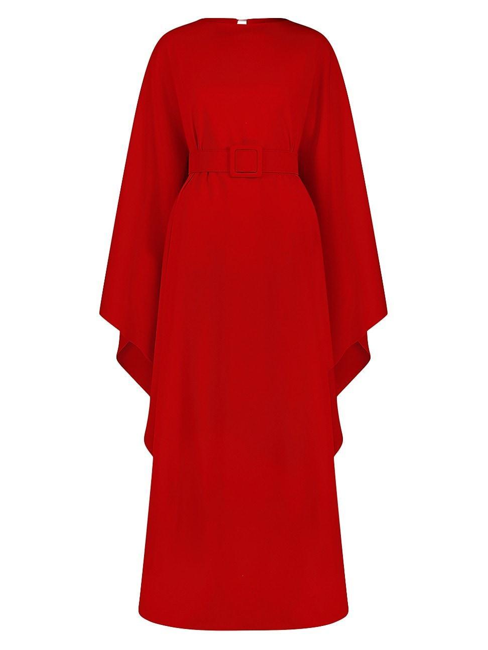 Womens Crepe Belted Shawl Gown Product Image