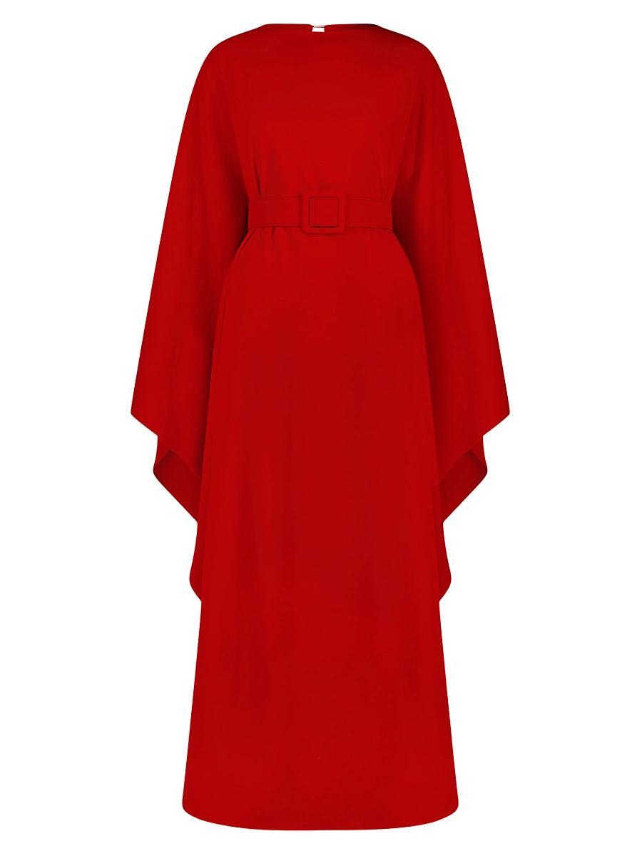 Womens Crepe Belted Shawl Gown Product Image