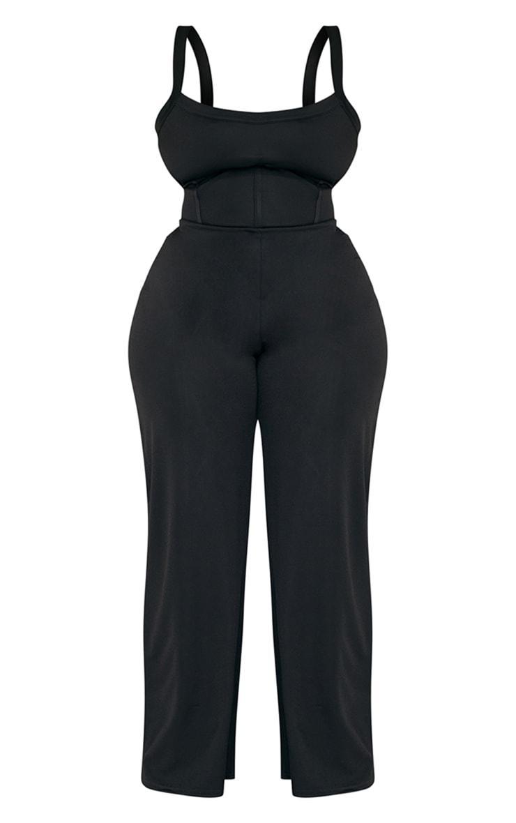 Plus Black Crepe Seam Detail Jumpsuit Product Image