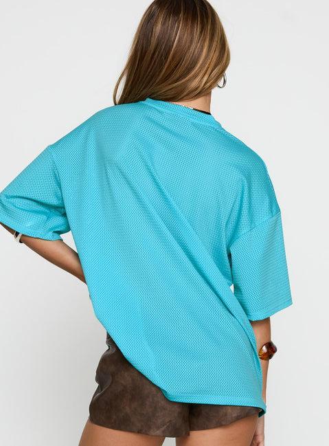 98 Sports Oversized Graphic Tee Blue Product Image