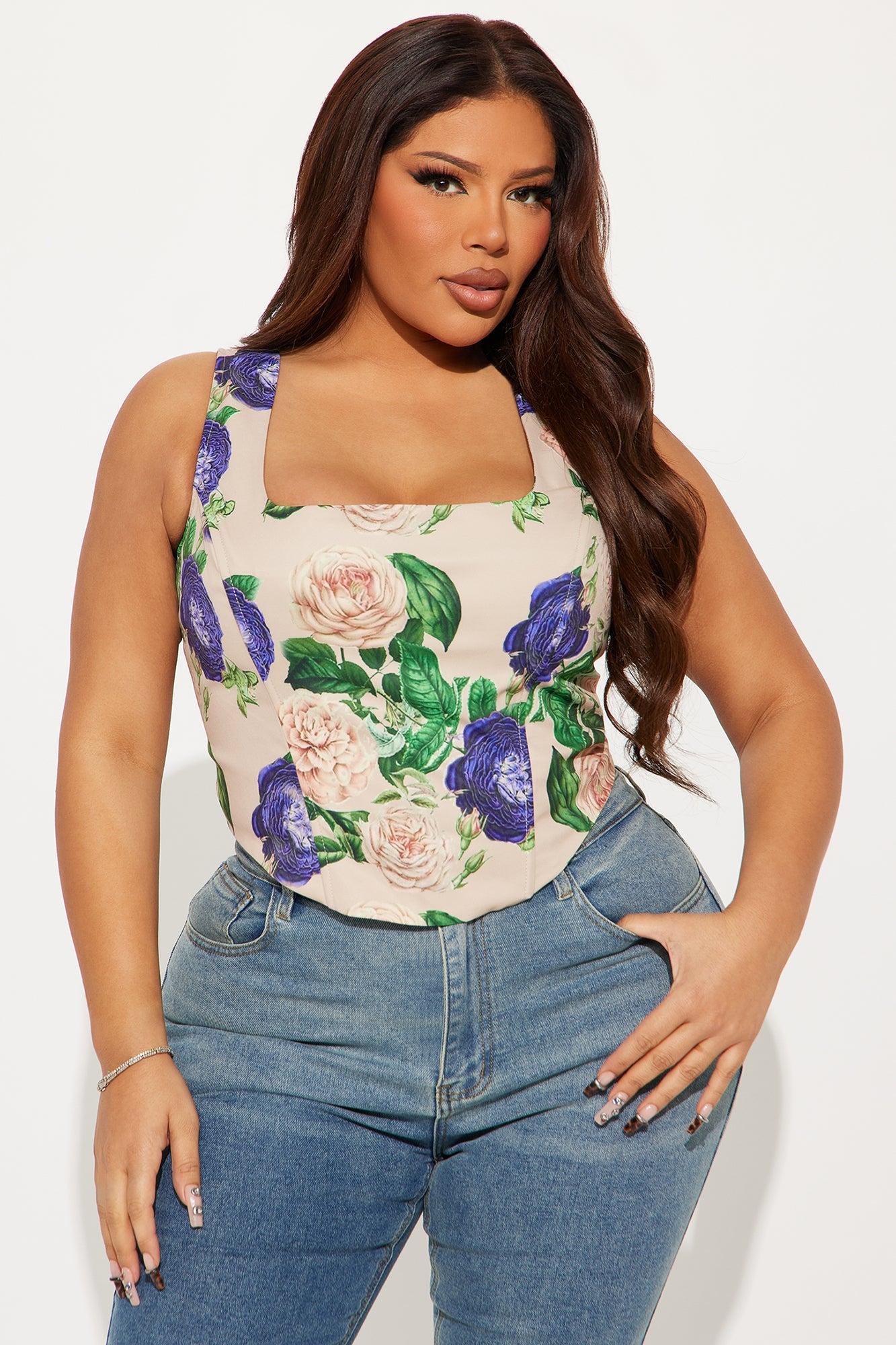 Garden In Full Bloom Corset Top - Taupe/combo Product Image