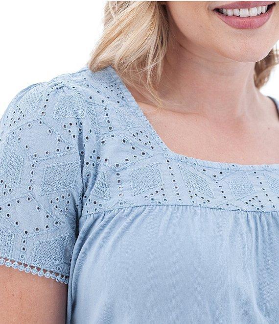 Aventura Shelle Organic Cotton Embroidered Woven Eyelet Square Neck Swing Top Product Image
