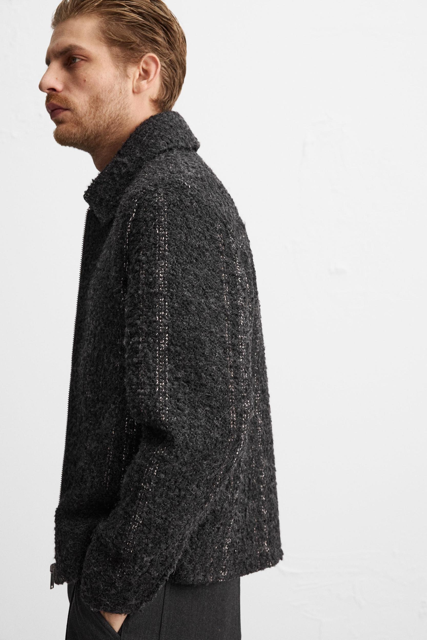 STRIPED TEXTURED OVERSHIRT Product Image