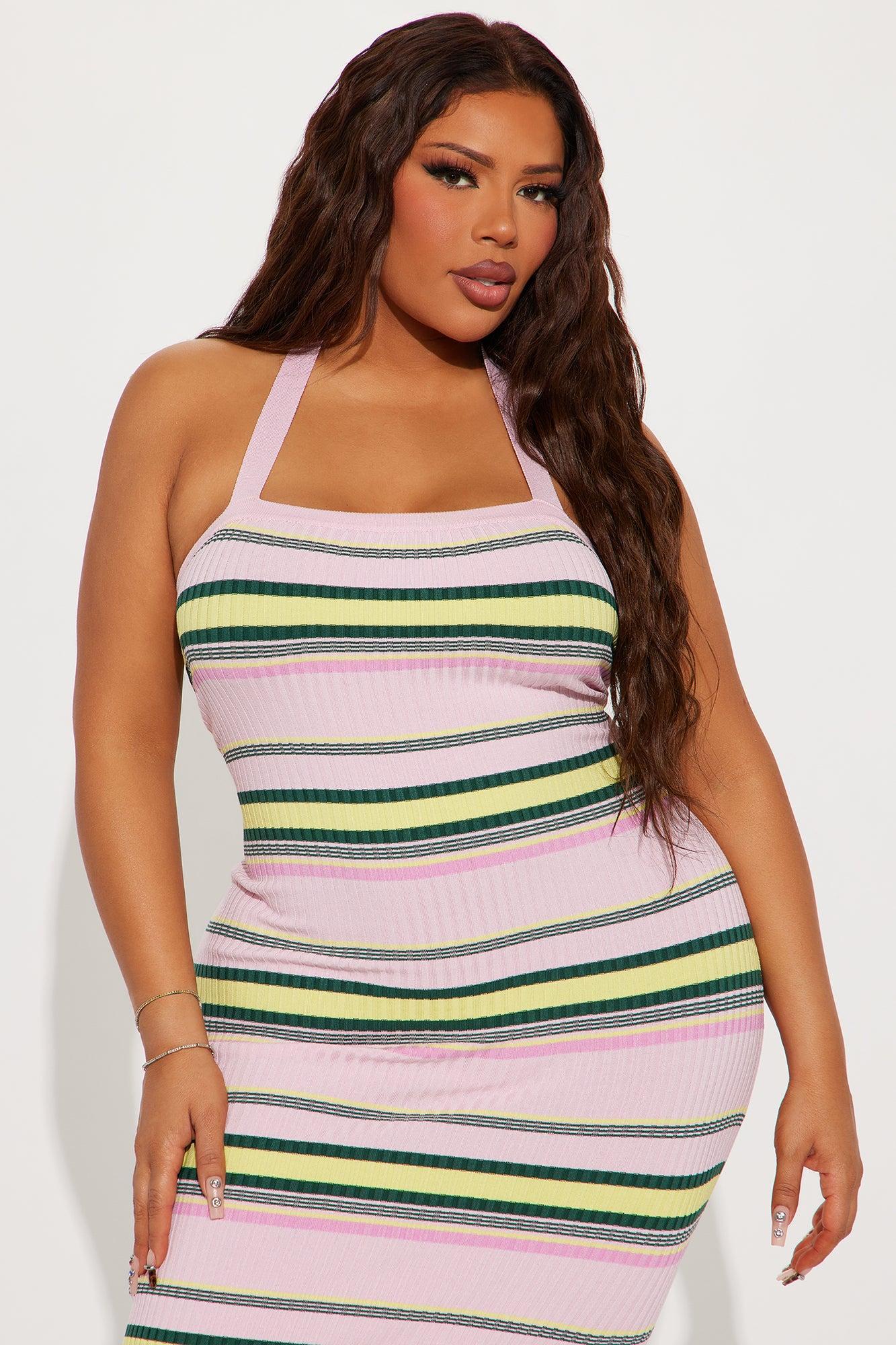 Naomi Striped Midi Dress - Pink/combo Product Image