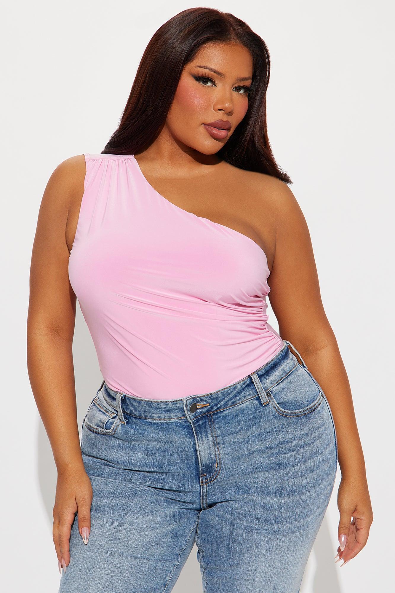 Living Proof One Shoulder Ruched Bodysuit - Pink Product Image