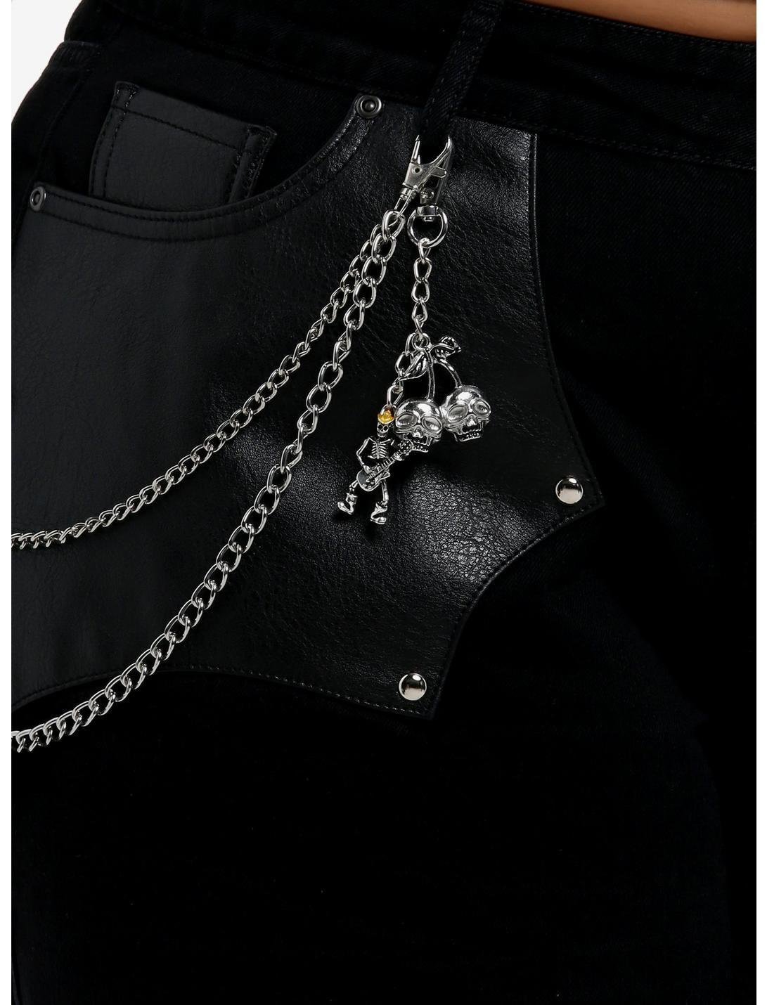 Social Collision Black Denim & Faux Leather Shorts With Chains Plus Size Product Image