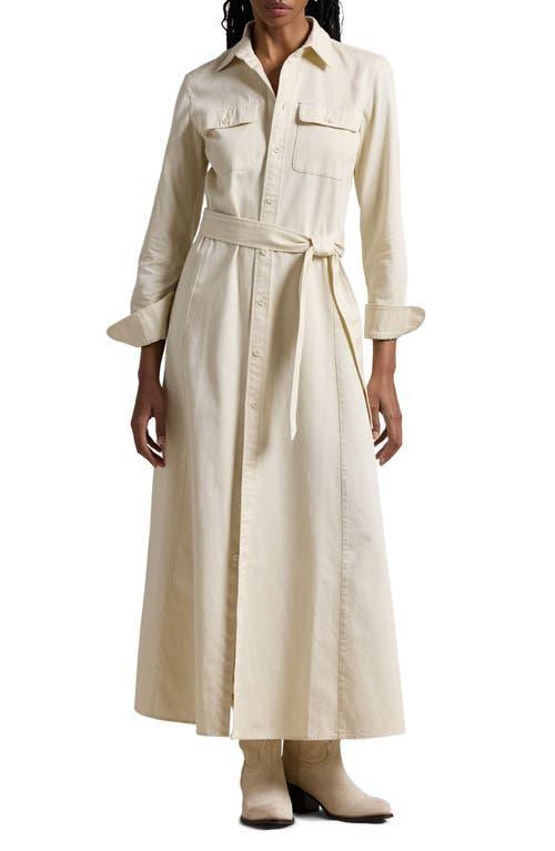 POLO RALPH LAUREN Belted Cotton Twill Shirtdress In Beige Product Image