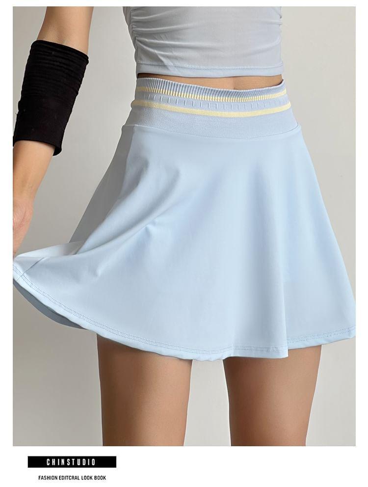 High Rise Striped Waistband Sweat Skirt Product Image