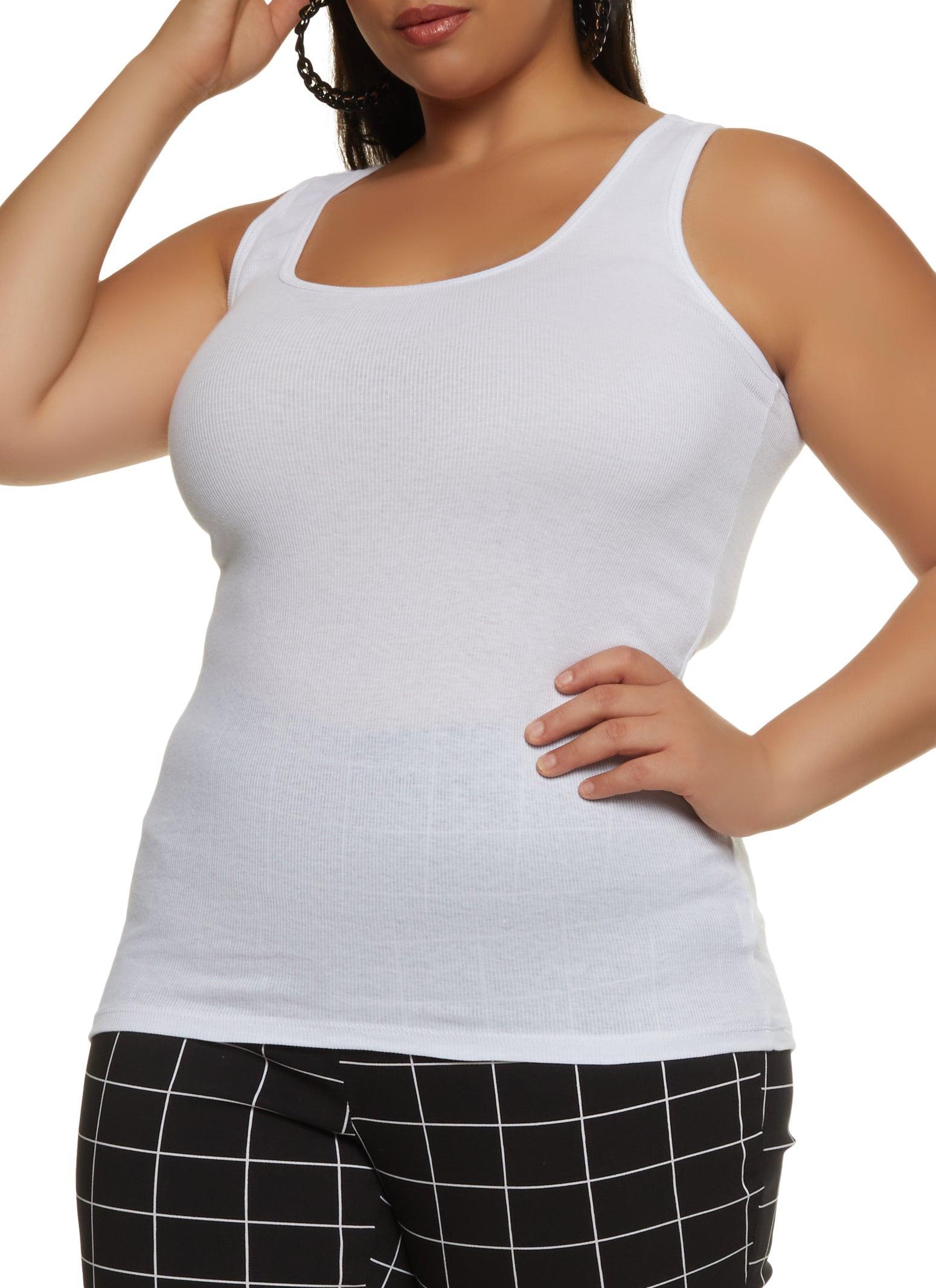 Womens Plus Size Ribbed Knit Racerback Tank Top Product Image