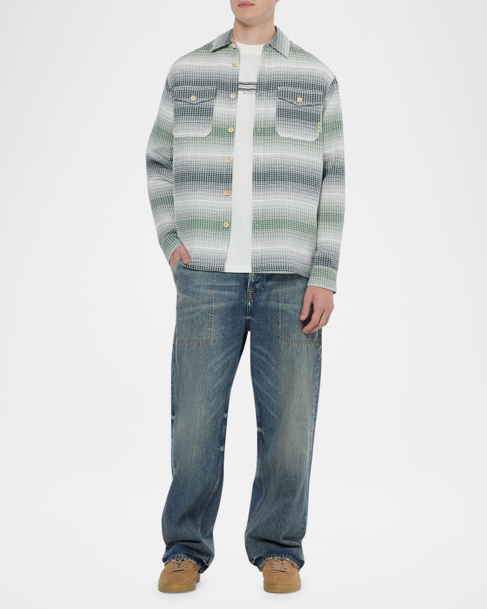 Men's Striped Waffle Button-Down Shirt Product Image