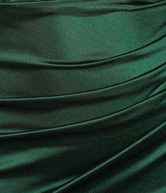 Honey and Rosie Sateen V-Neck Sleeveless Lace Up Back Pleated Dress Product Image