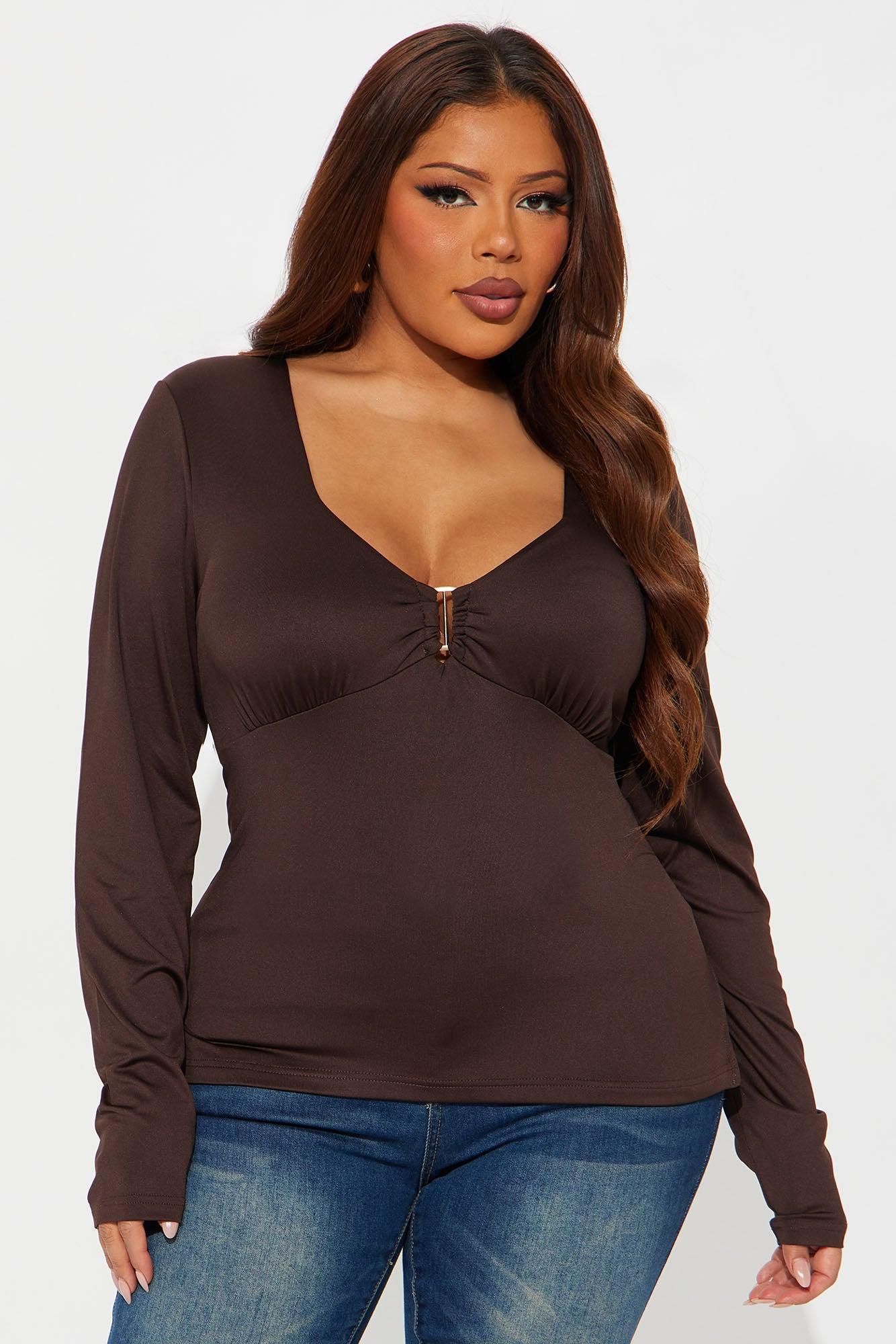 Miley Long Sleeve Top - Chocolate Product Image