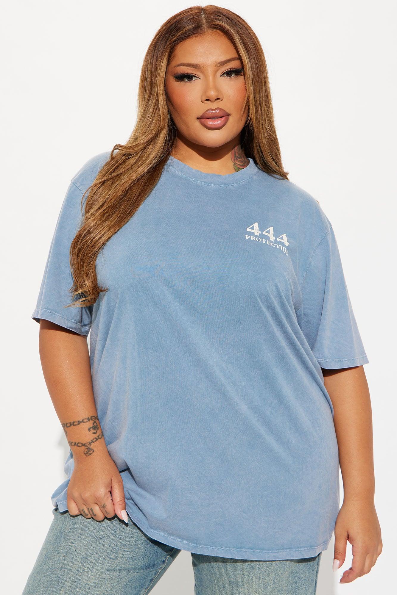 444 Angel Number Tunic Top - Blue Product Image