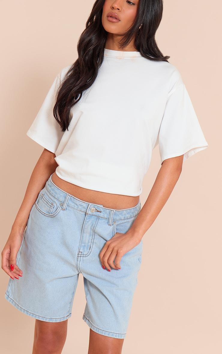 Tall Light Blue Mid Rise Relaxed Boyfriend Shorts Product Image