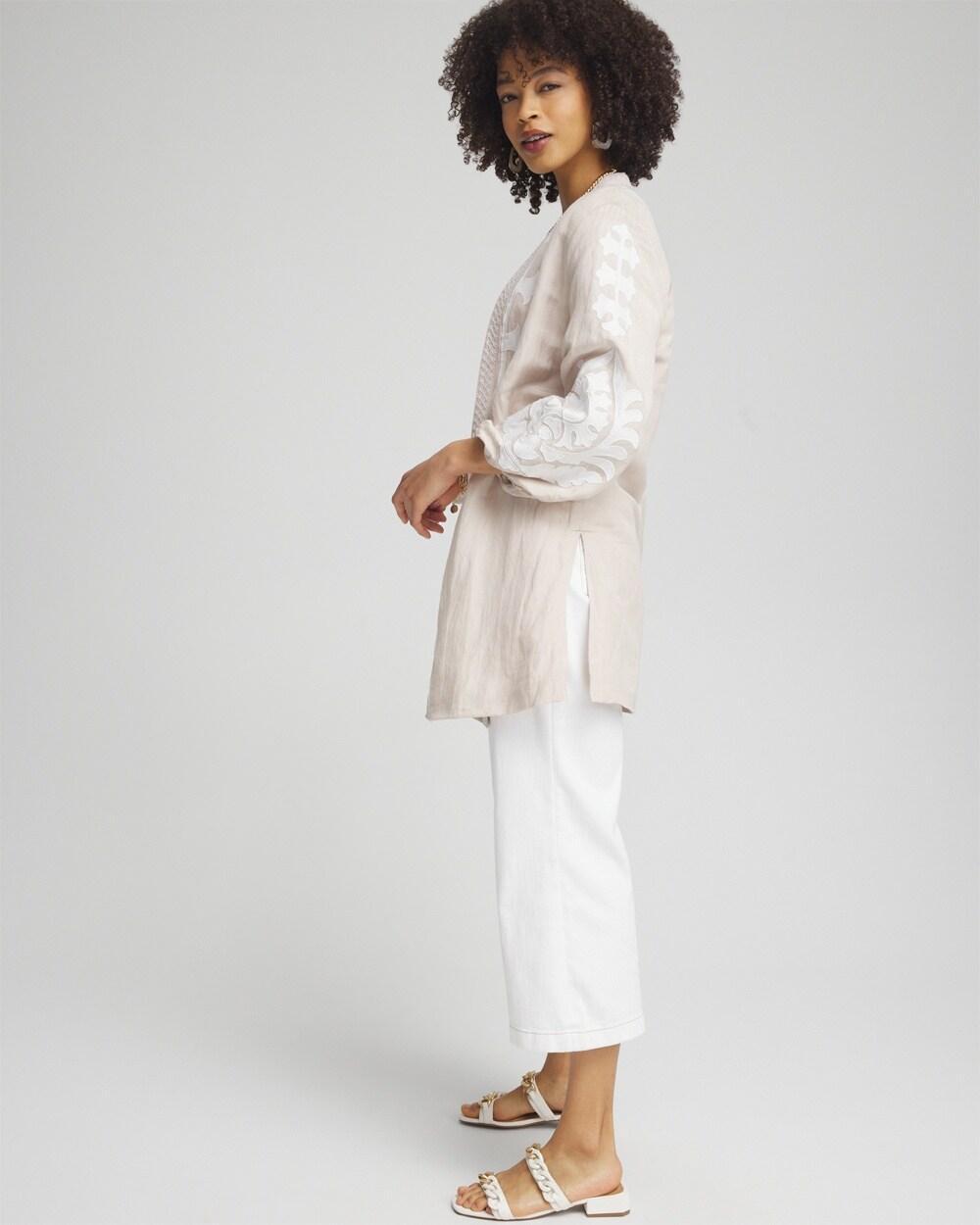 Embroidered Linen Blend Topper Product Image