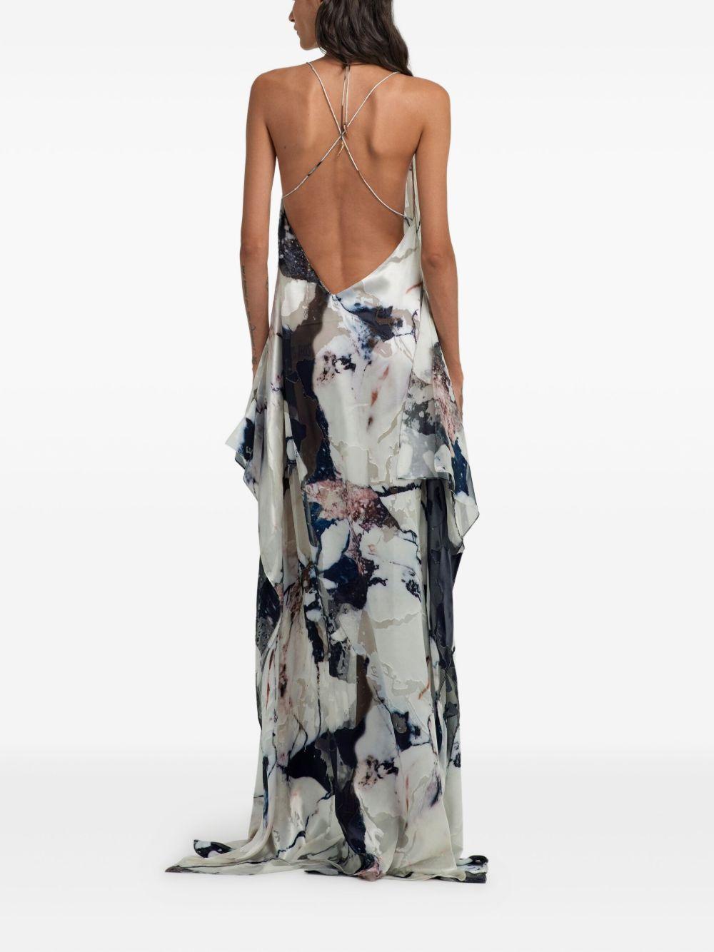 marble-print ruffled maxi dress Product Image