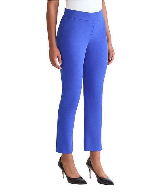 Ming Wang Stretch Crepe Flat Front Straight-Leg Ankle Pants Product Image