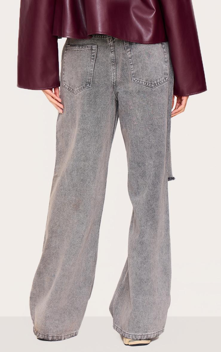 Grey Ripped Knee Frayed Hem Boyfriend Jeans Product Image