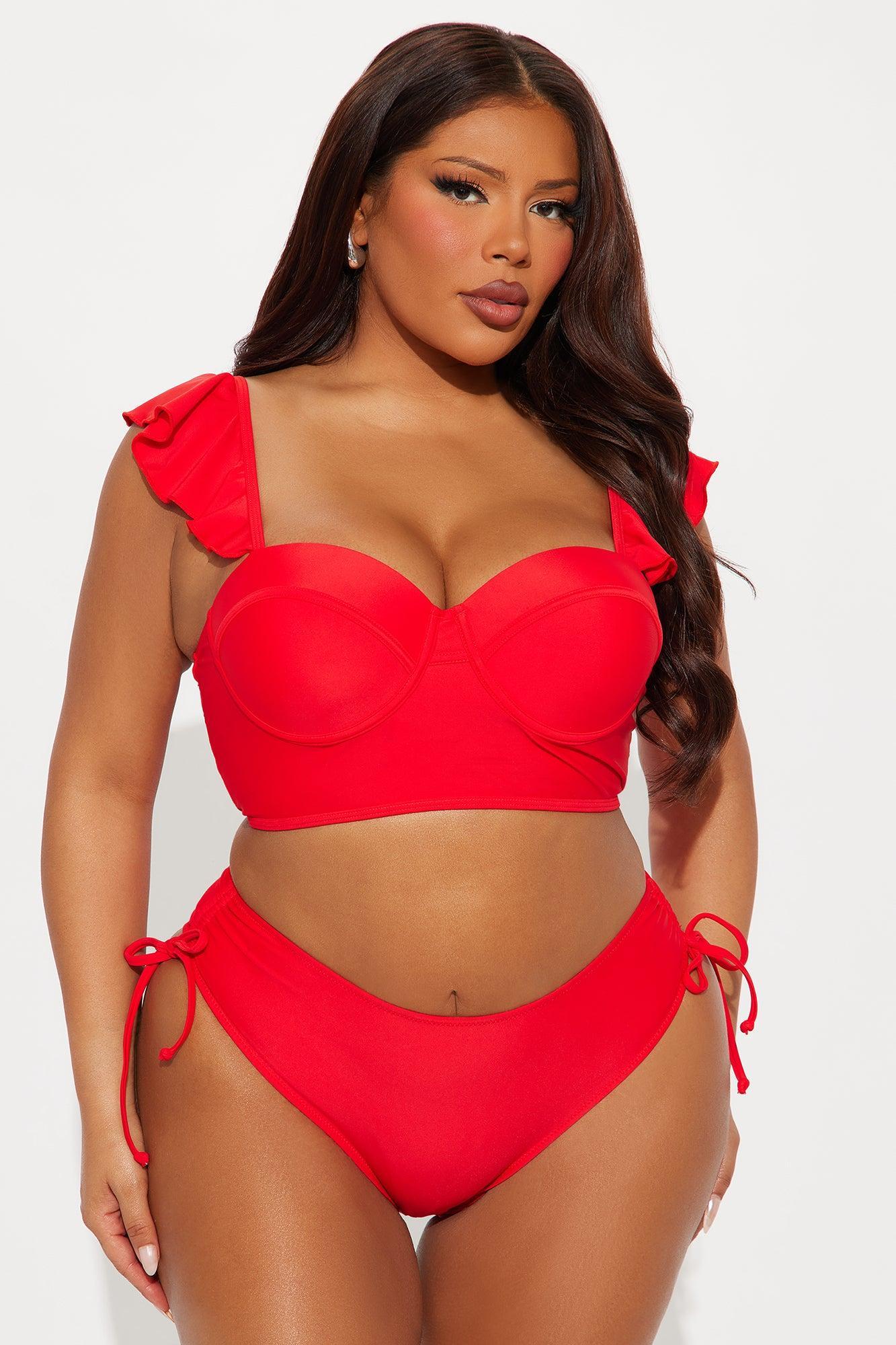 Island Romance Ruffle Underwire 2 Piece Bikini - Red Product Image