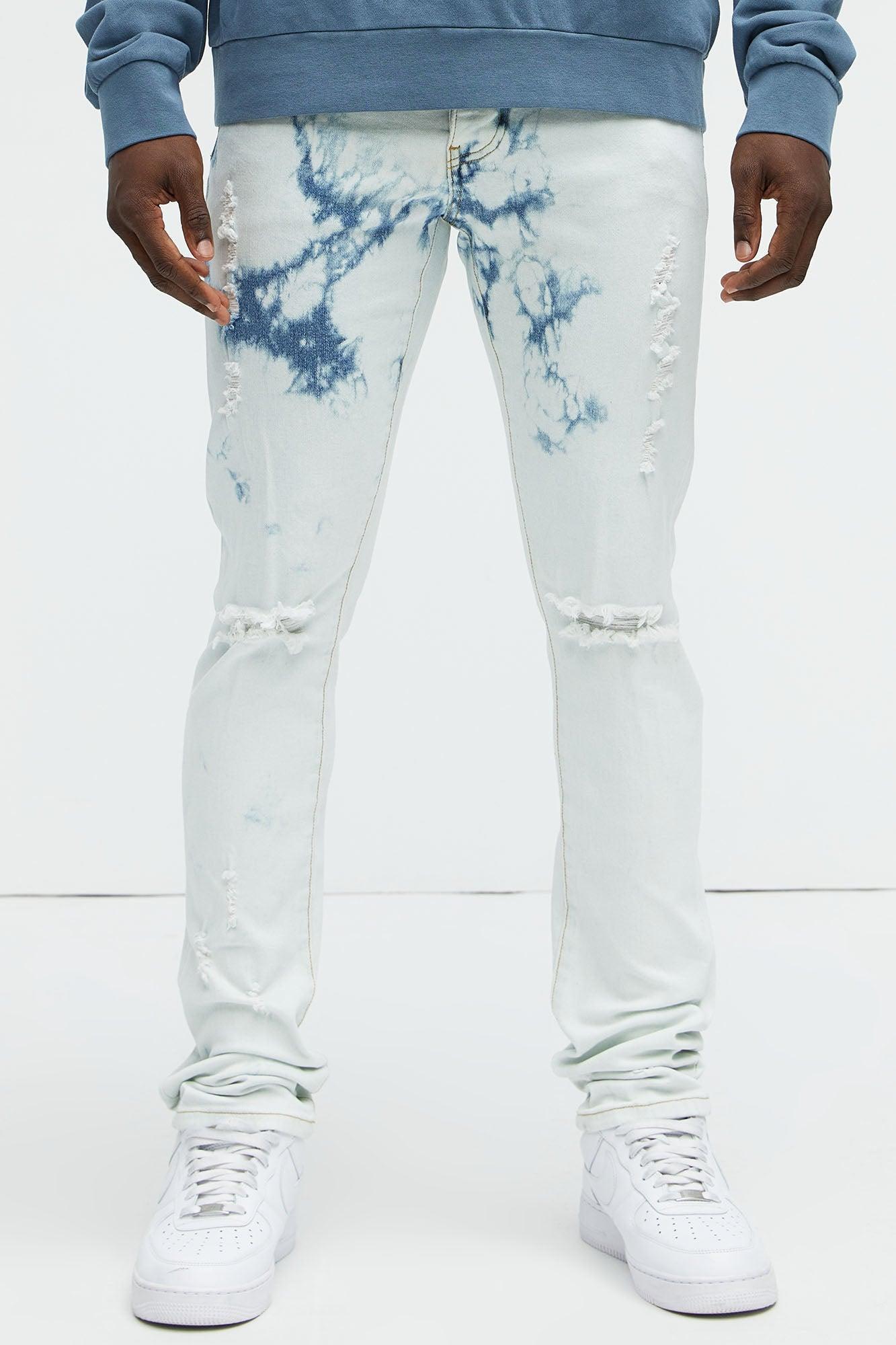 Drop It Bleached Stacked Skinny Jeans - Bleach Blue Wash Product Image