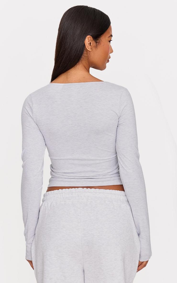 Ash Grey Sculpt Crossover Long Sleeve Top Product Image