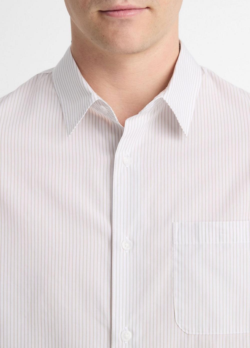 Mens Basin Stripe Cotton-Blend Long-Sleeve Shirt, Optic White/storm Cloud, Size XL Vince Product Image