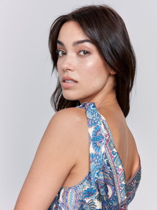 Charlie B printed V neck top C4538RP/767B Product Image