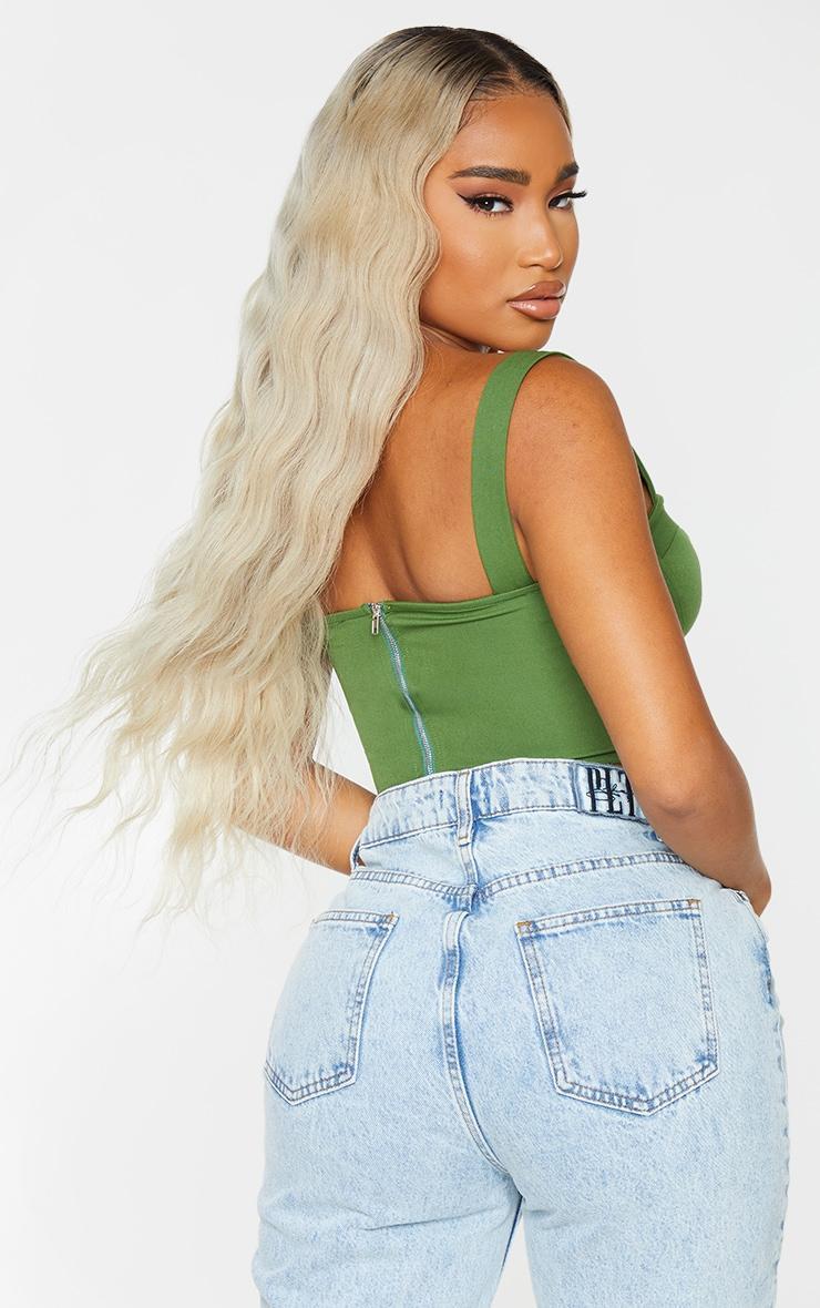 Shape Khaki Woven Corset Crop Top Product Image