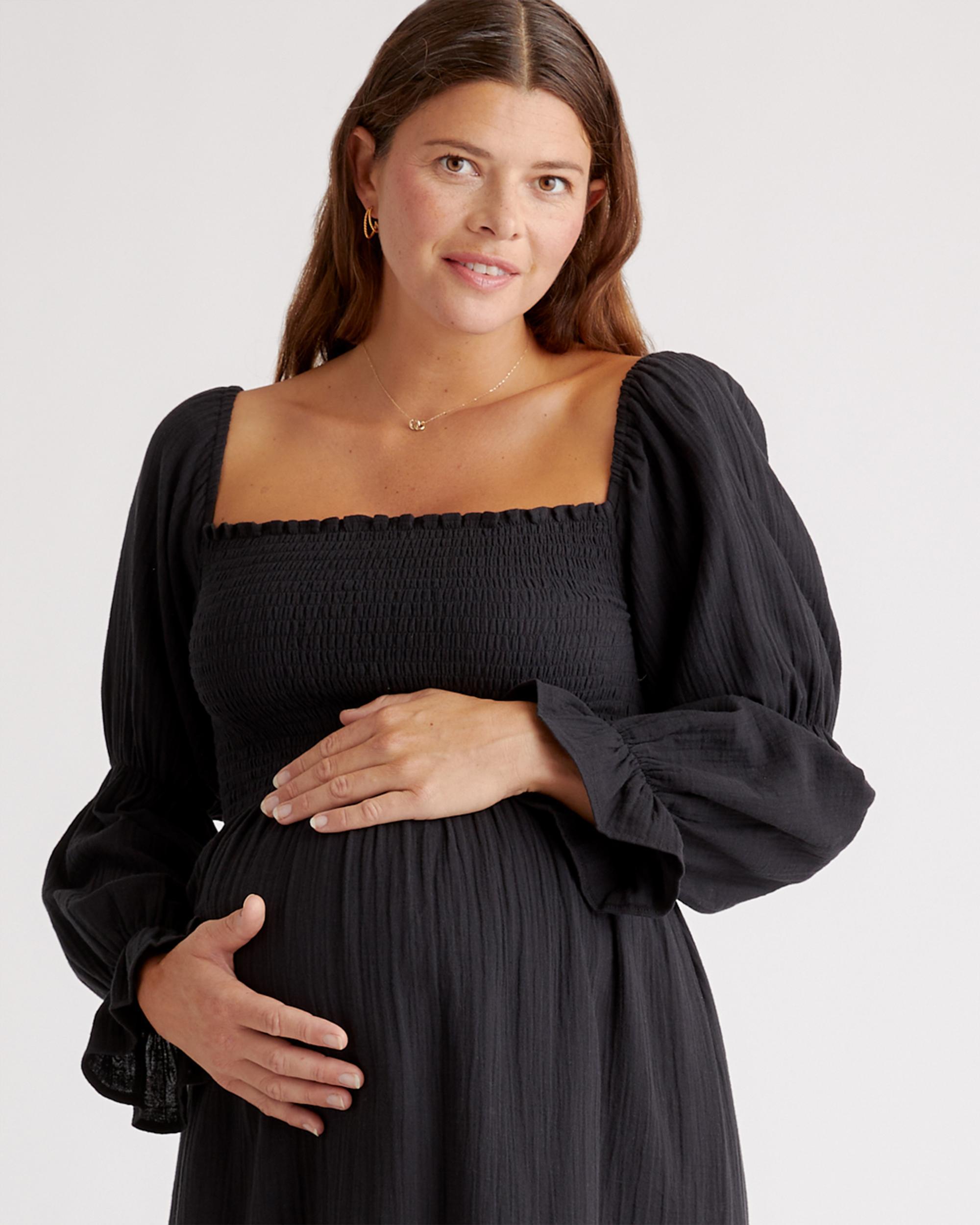 Quince | Women's Gauze Maternity Smocked Midi Dress Size XS, Organic Cotton Product Image