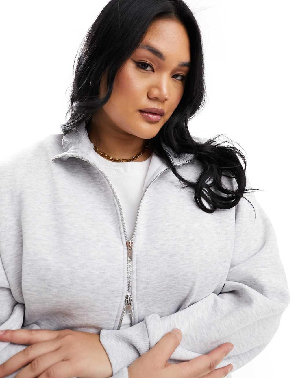ASOS DESIGN Curve high neck zip up sweatshirt Product Image