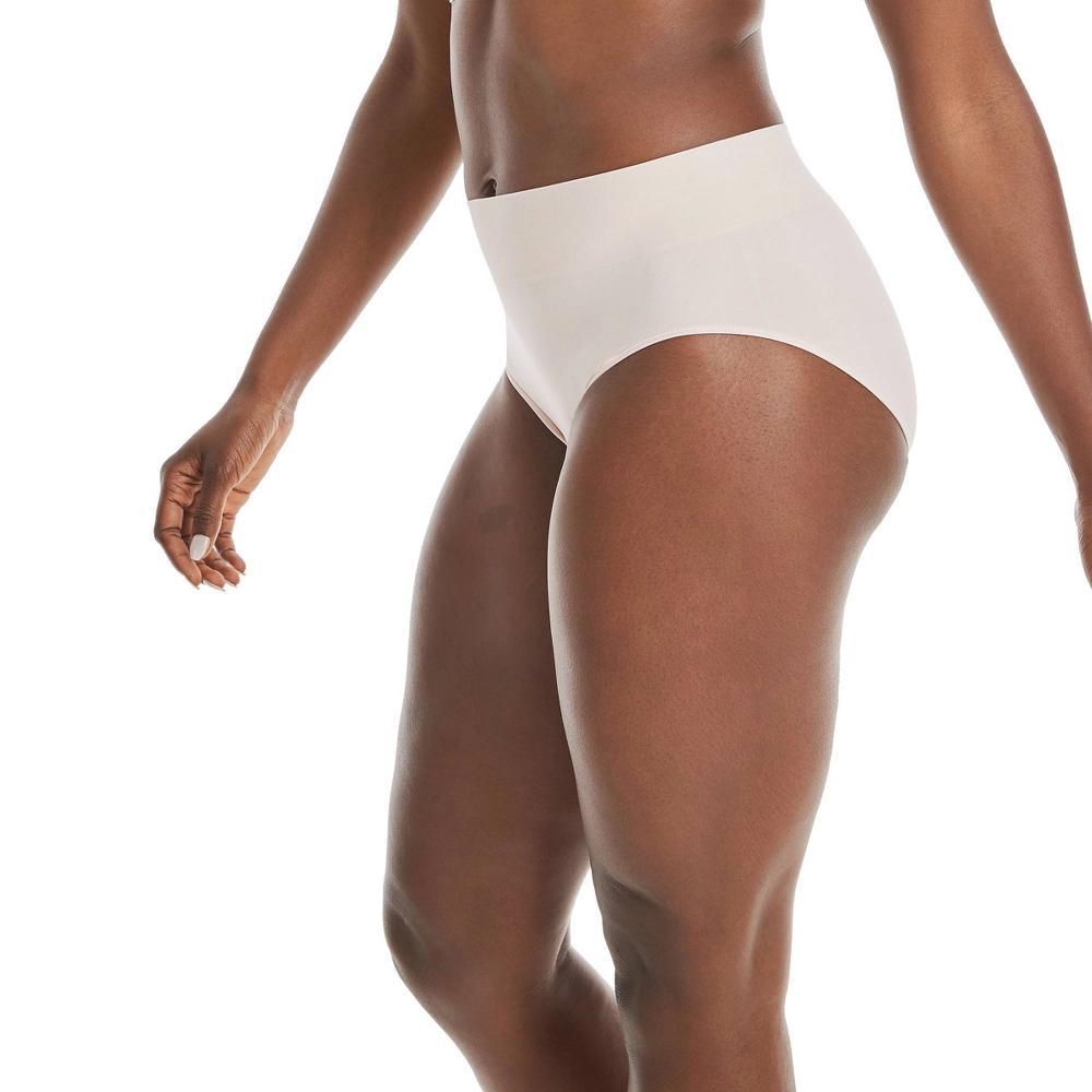 Hanes Premium Women's Smoothing Seamless 3pk Basic High Cut Briefs - Black/Beige 8: Midweight Knit, Full Elastic Waistband Product Image