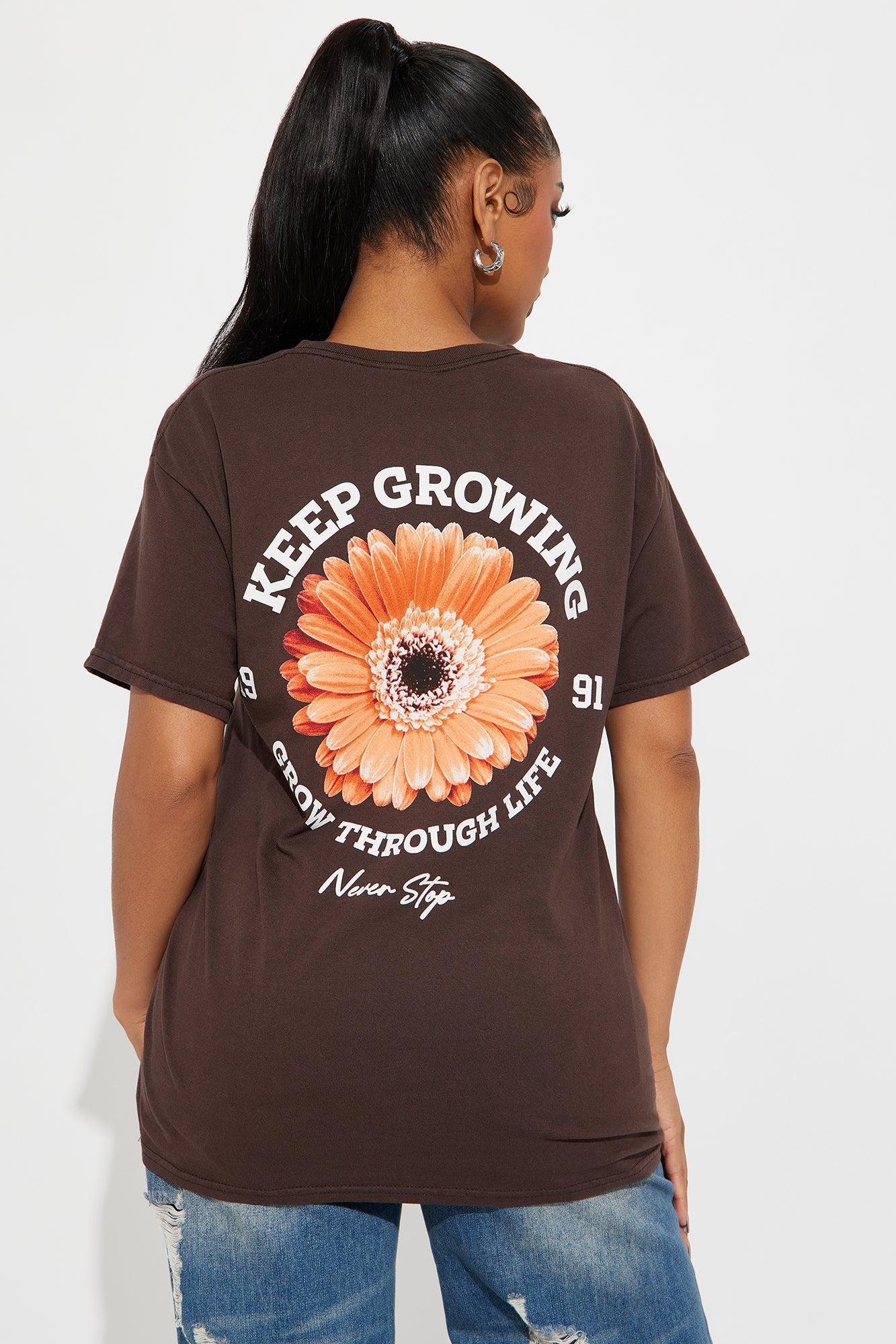 Keep Growing Vintage Washed Tee - Brown Female Product Image