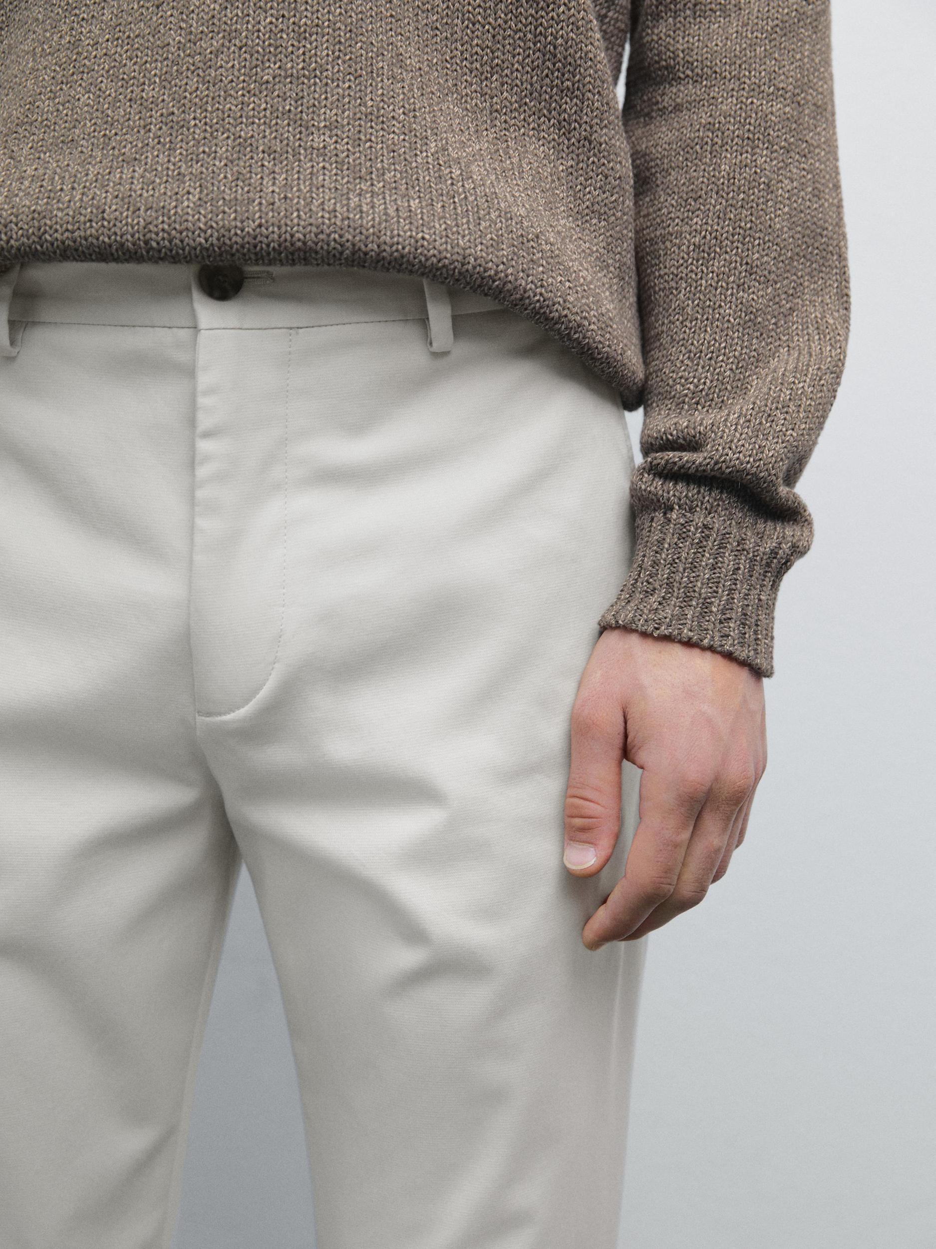 Cotton blend tapered fit trousers Product Image