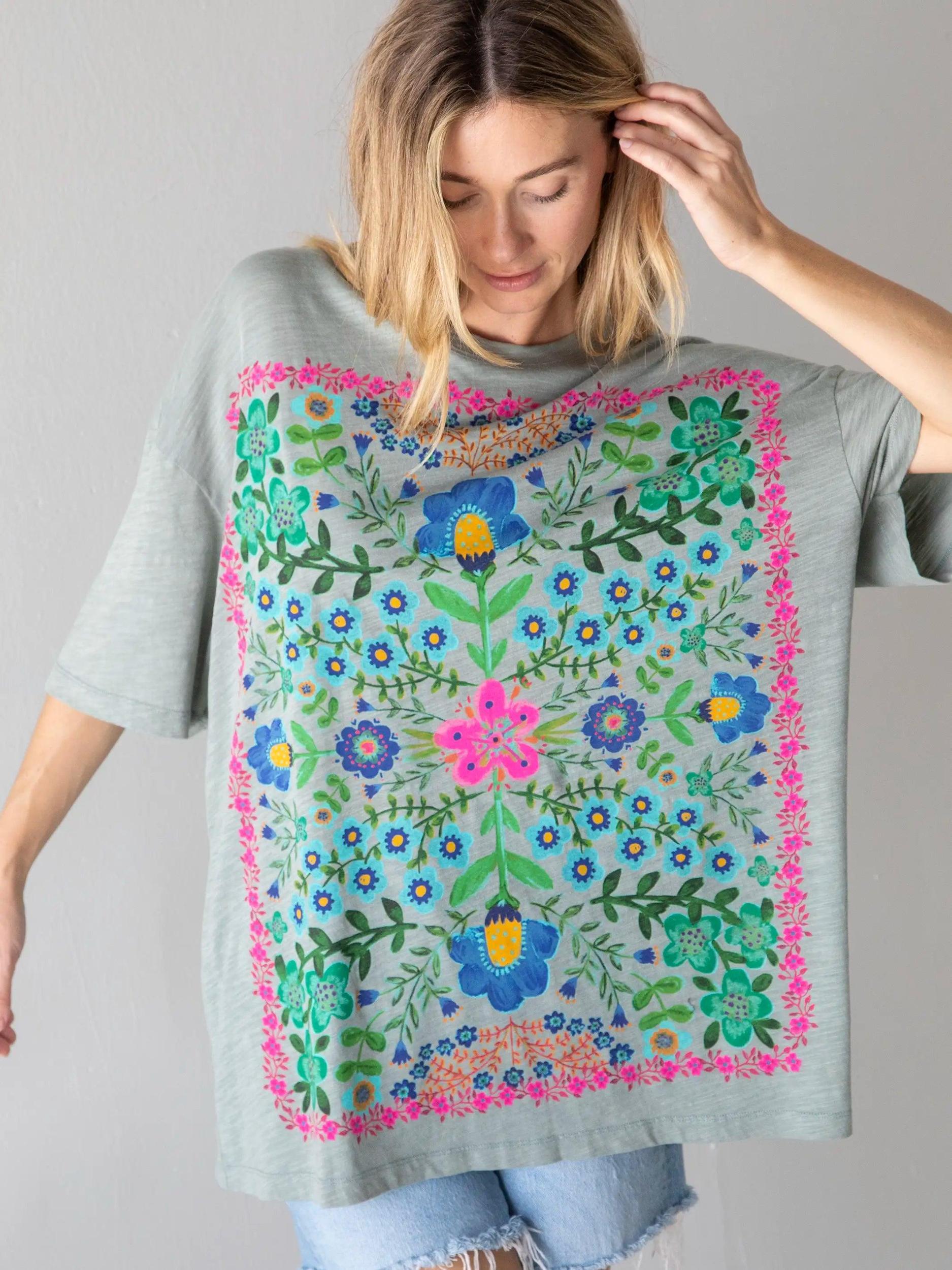 One Size Cotton Easy Tee - Folk Flower Bay Product Image