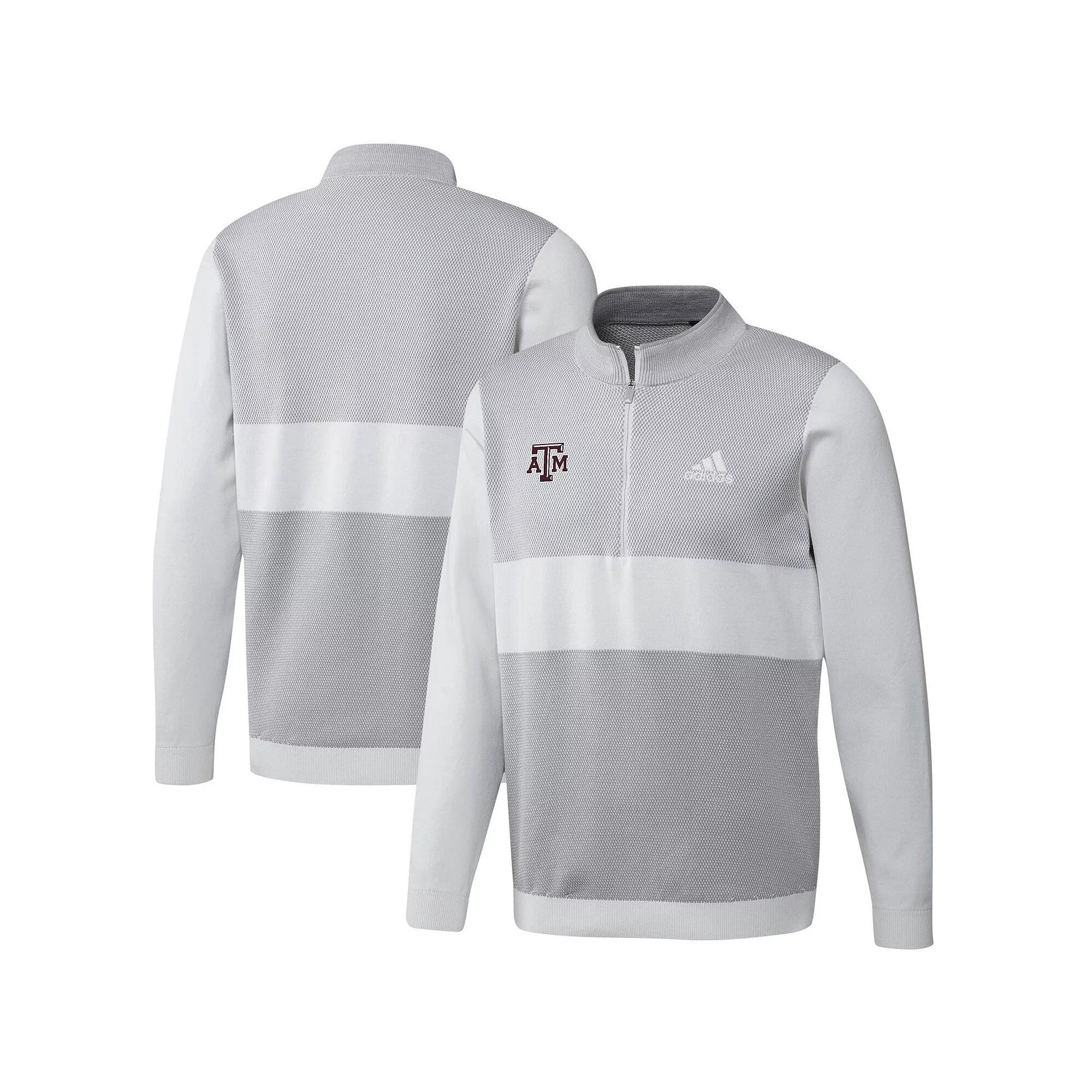 Men's adidas Gray Texas A&M Aggies Knit Quarter-Zip Jacket, Size: XL, Grey Product Image