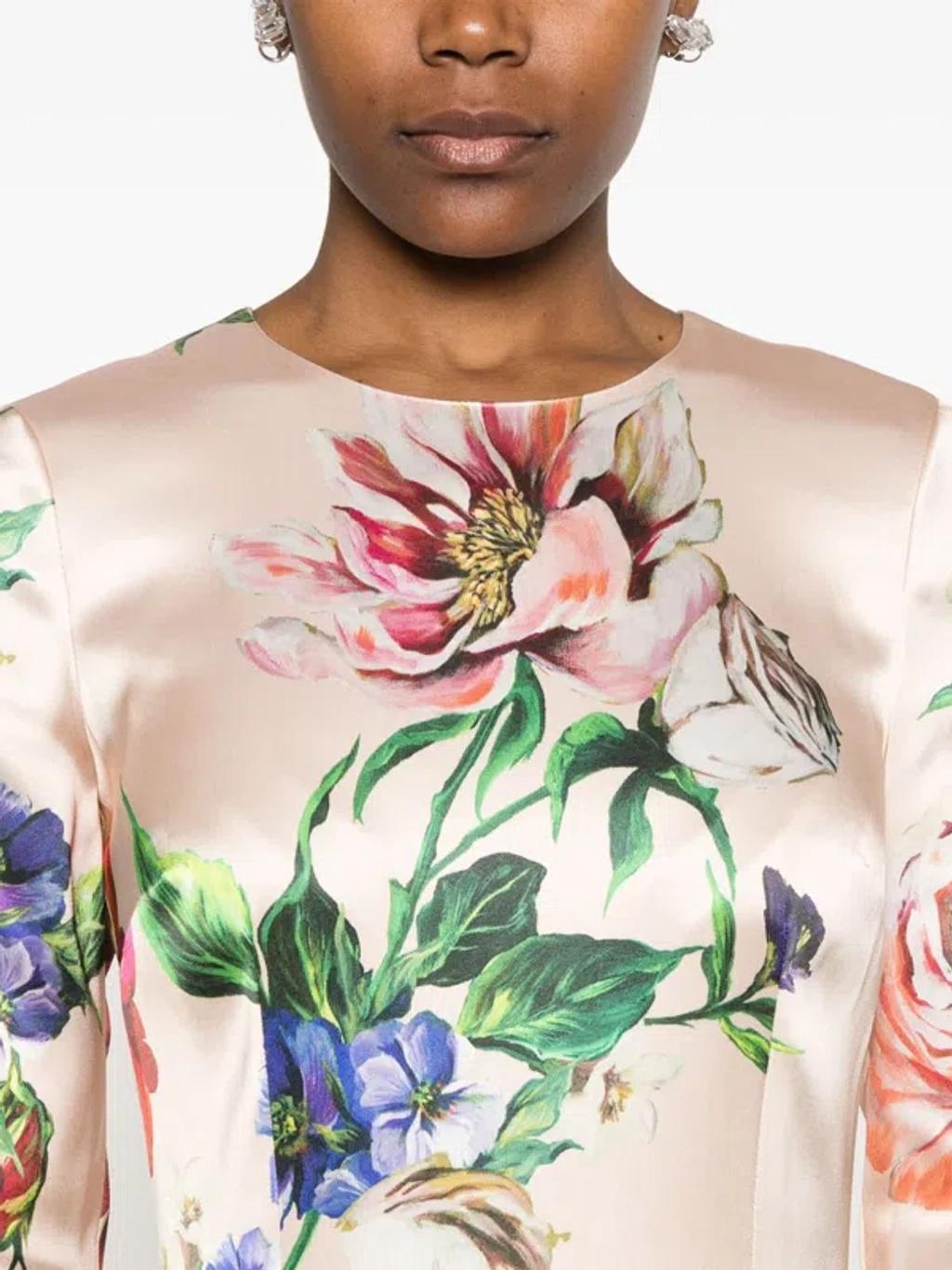 DOLCE & GABBANA Women Flower Print Midi Dress In Neutral Product Image