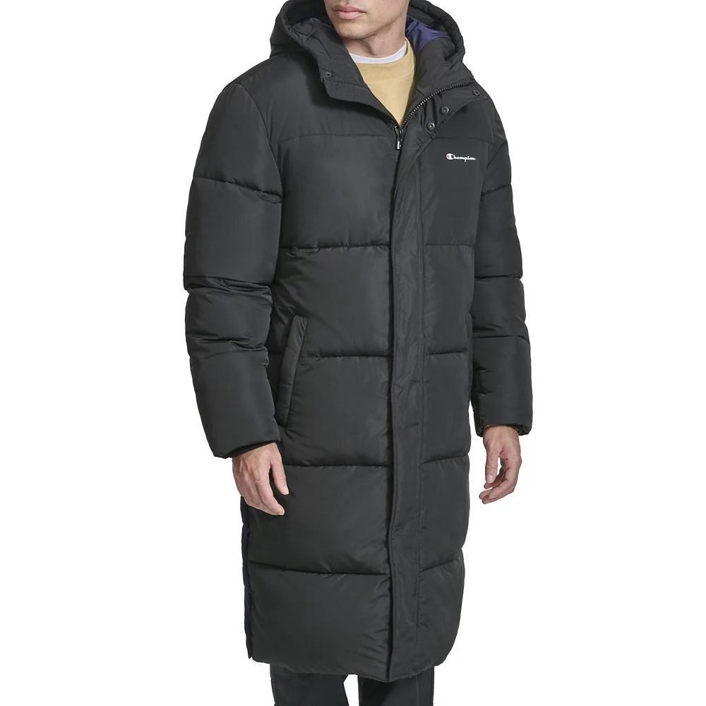 Mens Champion Long Puffer With Hood Blue Product Image