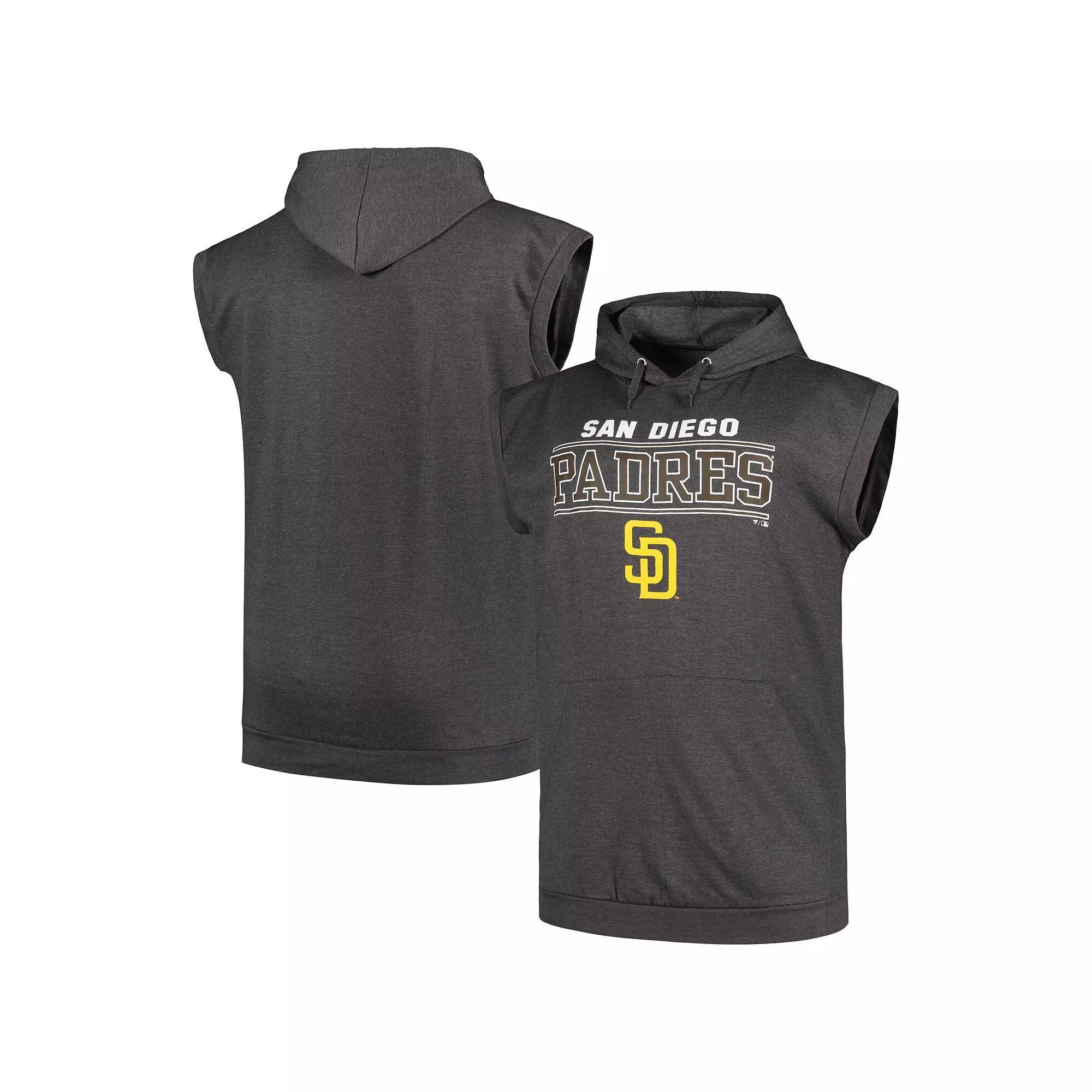 Men's Profile Heather Charcoal San Diego Padres Big & Tall Muscle Sleeveless Pullover Hoodie, Size: 2XLT Product Image