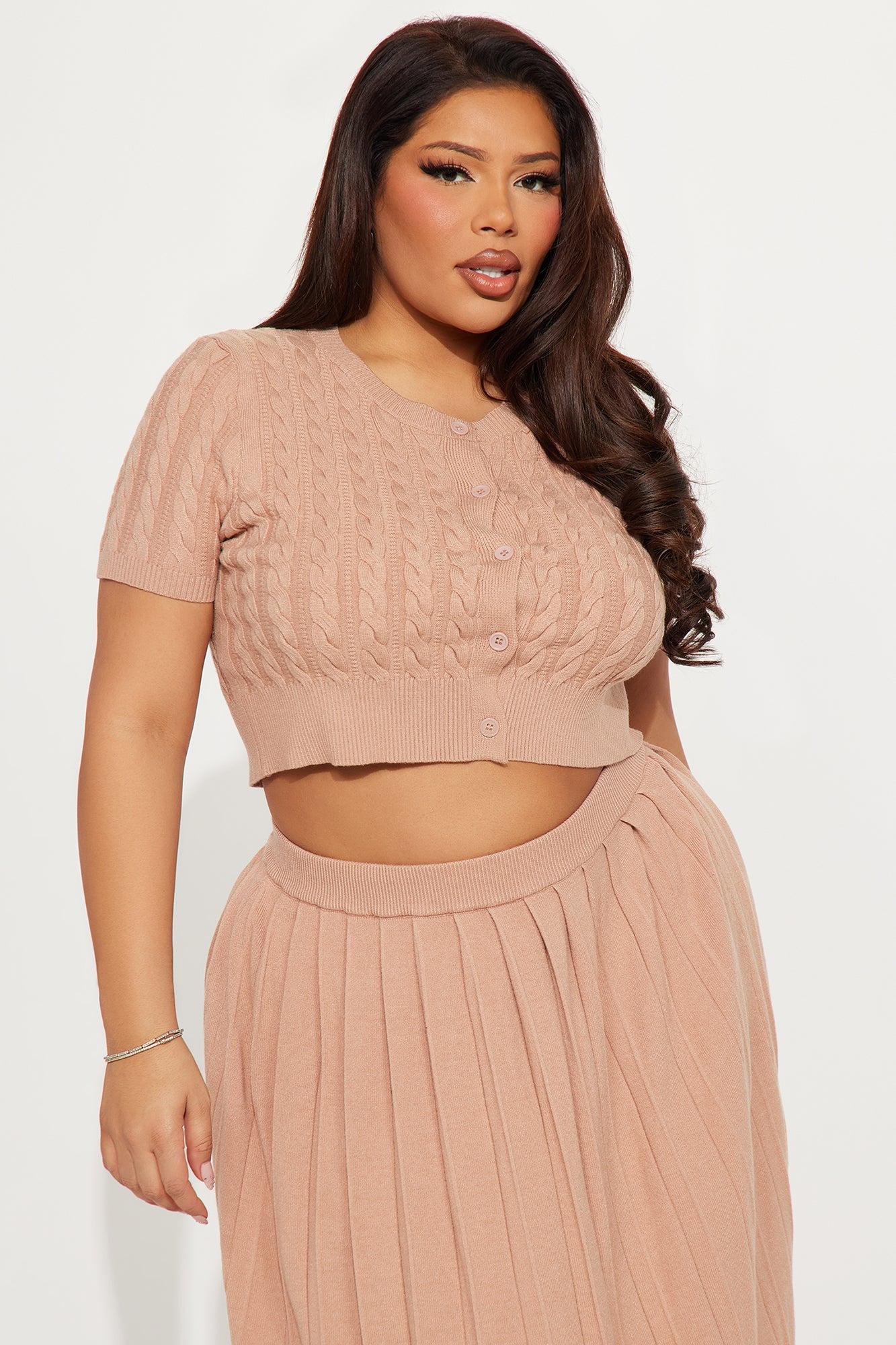 Sara Sweater Pleated Skirt Set - Taupe Product Image
