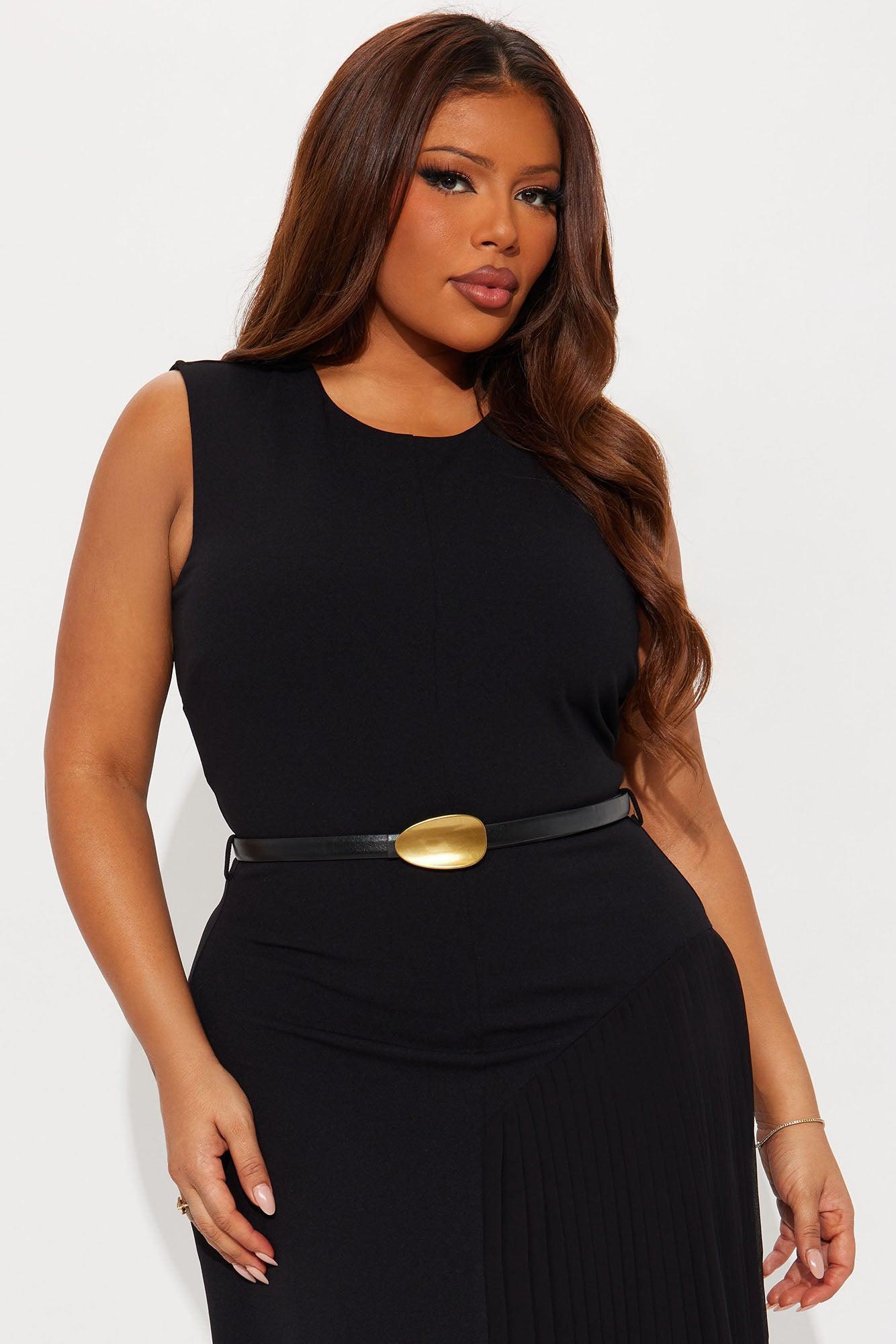Marissa Belted Midi Dress - Black Female Product Image