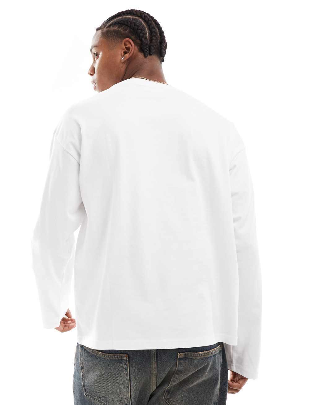 Weekday boxy fit long sleeve T-shirt in white Product Image