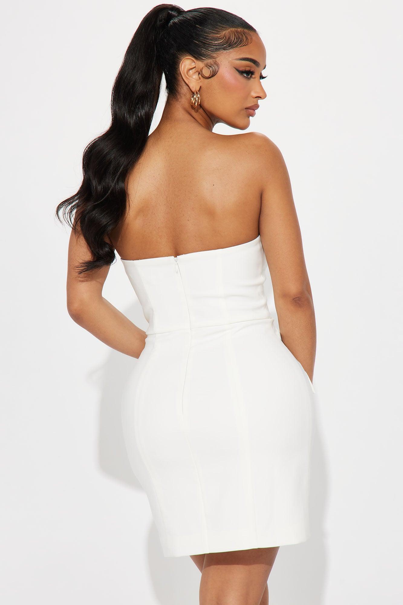 Blaire Strapless Mini Dress - Off White Product Image