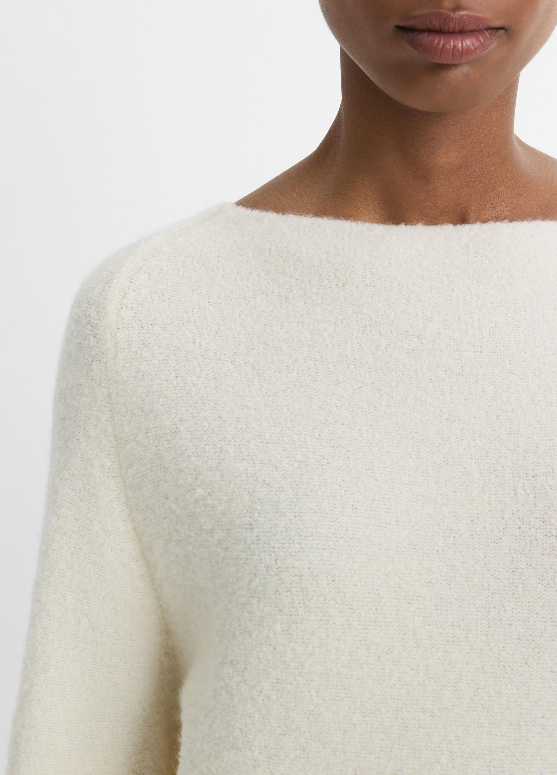 Womens Boucl Wool-Blend Raglan Boat-Neck Sweater, Off White, Size L Vince Product Image
